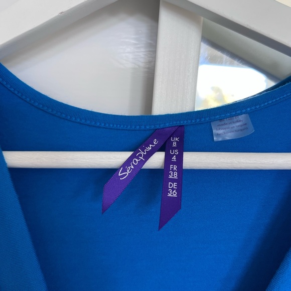 Royal Blue Short-Sleeve Knot Front Maternity Dress - Picture 5 of 5